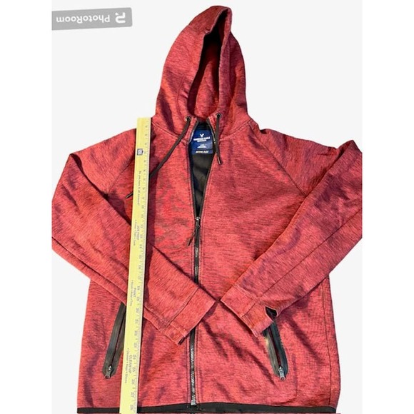 American Eagle Mens Large Burgundy Active Flex Zip up Hoodie Jacket EUC - Picture 3 of 5